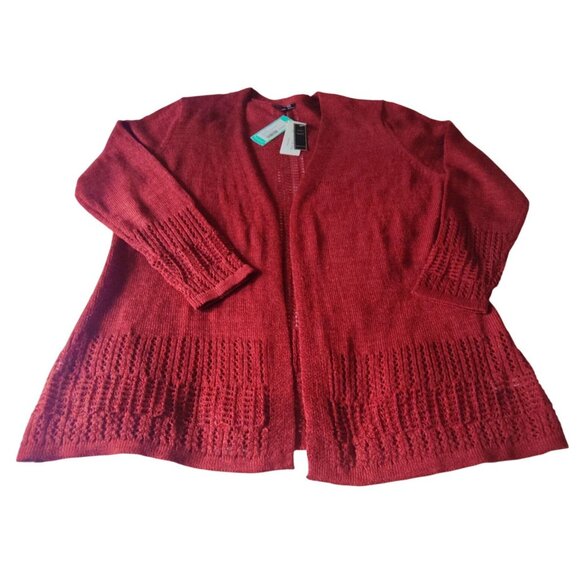 Stitch Fix Lety & Me Elea Pointelle Women's Burnt Orange 1X Cardigan Sweater NWT - Picture 5 of 11